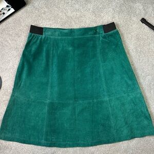 Liz Claiborne Genuine Leather Teal A-Line Skirt